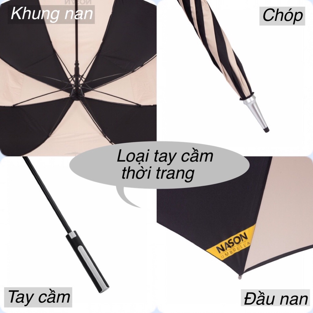 Ô dù đi mưa ô Golf cao cấp 2 tầng tán siêu to 30 inch NASON UMBRELLA LUXURY -Tay cầm thời trang-Chống lật-Chống tia UV