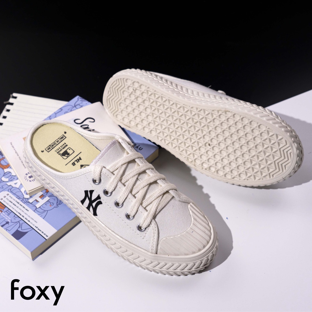 Giày Sục Thể Thao Nữ Dáng Mules Hở Gót Màu Trắng Basic Đế Cao 3cm Foxy - FOM003