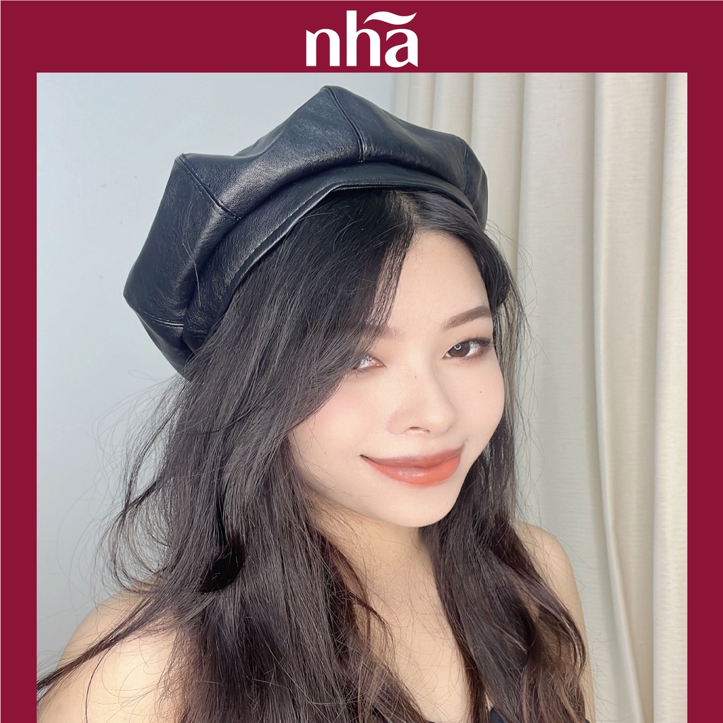 Mũ Nồi Nữ Trơn Phong Cách Đơn Giản Nhã, nón bát giác nhiều màu có dây rút