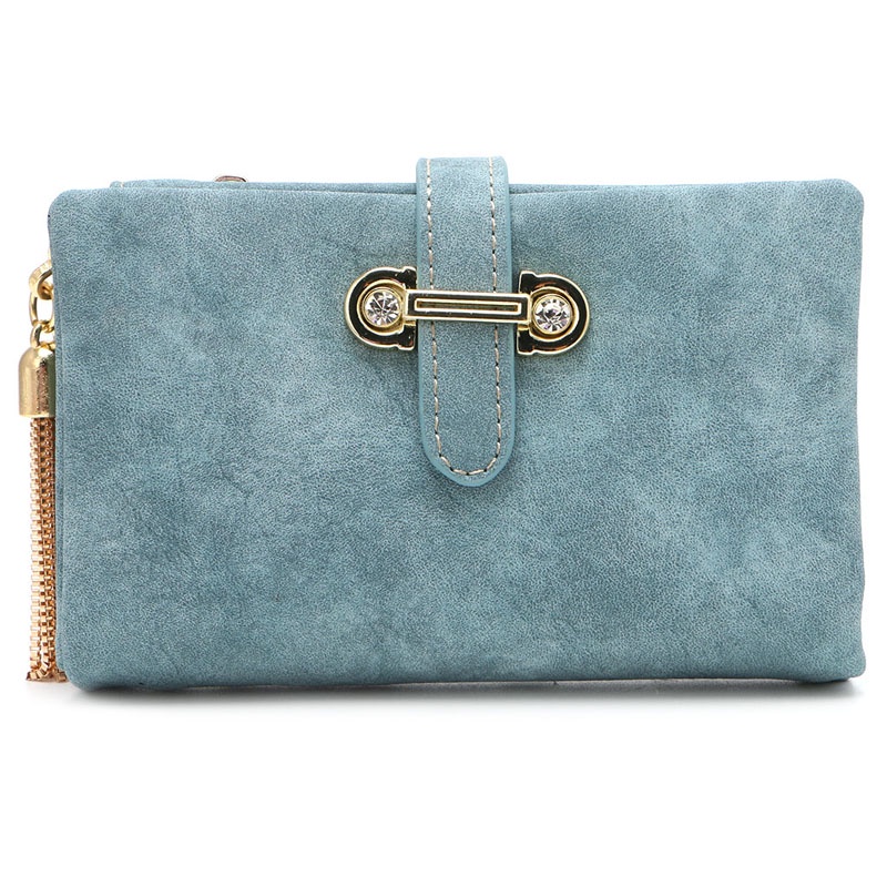 Ví Da Blala Nubuck Đính Kim Cương Giả Và Tua Rua Nhỏ