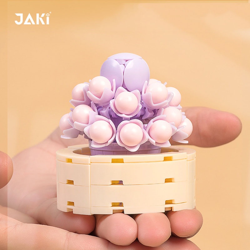 Đồ chơi lắp ráp hoa, chậu hoa cây cảnh mini Jaki, đồ chơi lắp ráp thông minh, sản phẩm trang trí