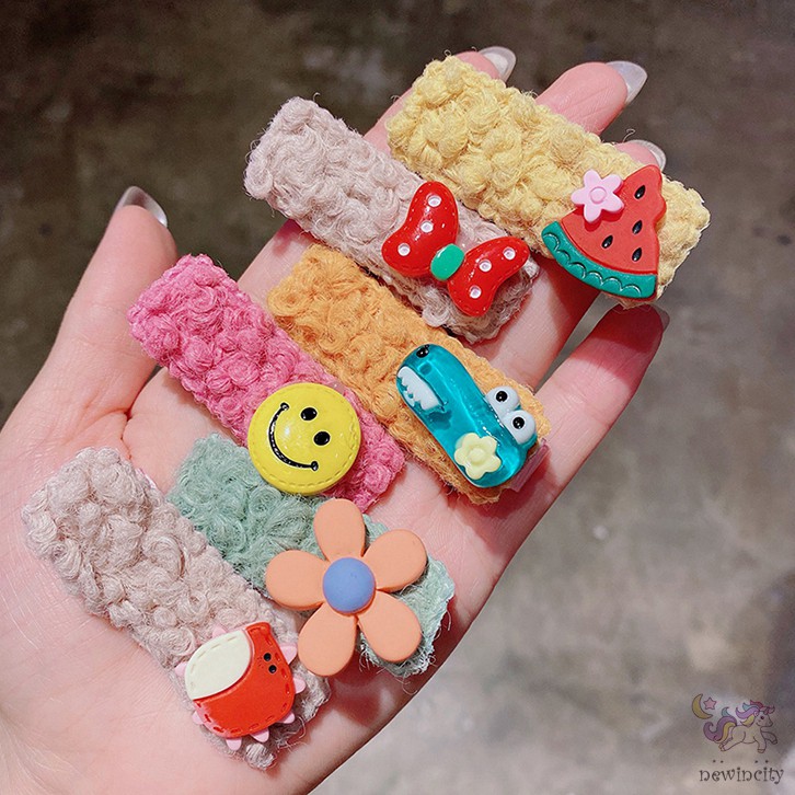 Bộ 5 Kẹp Tóc Kiểu Hoạt Hình Xinh Xắn Phong Cách Hàn Quốc Cho Bé Gái