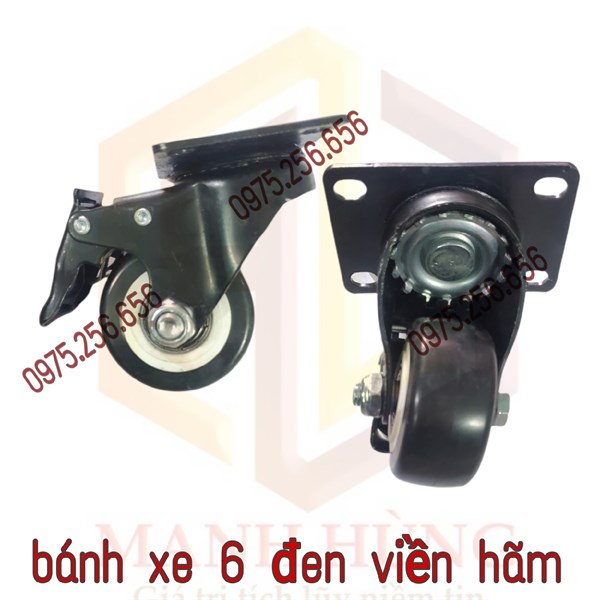 Bánh Xe 6 đen Viền có phanh