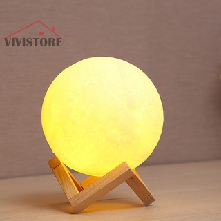 3D Print Moon Lamp Rechargeable LED Night Light Touch Switch Bedside Lights