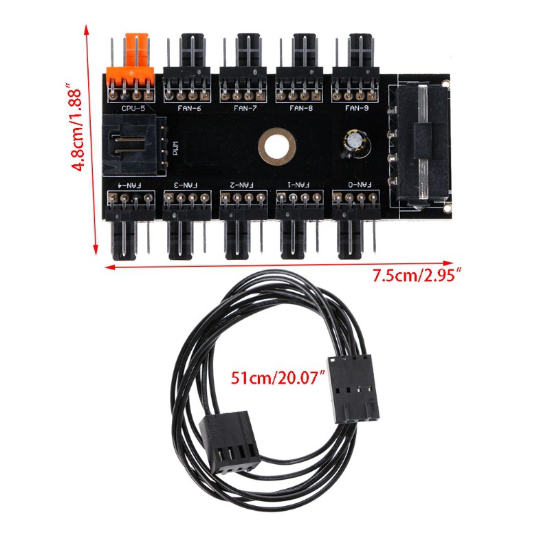 Bộ Chuyển Đổi Nguồn Điện E Ide Molex 1 Sang 10 Cổng Pwm Quạt Tản Nhiệt 12v 4 Pin