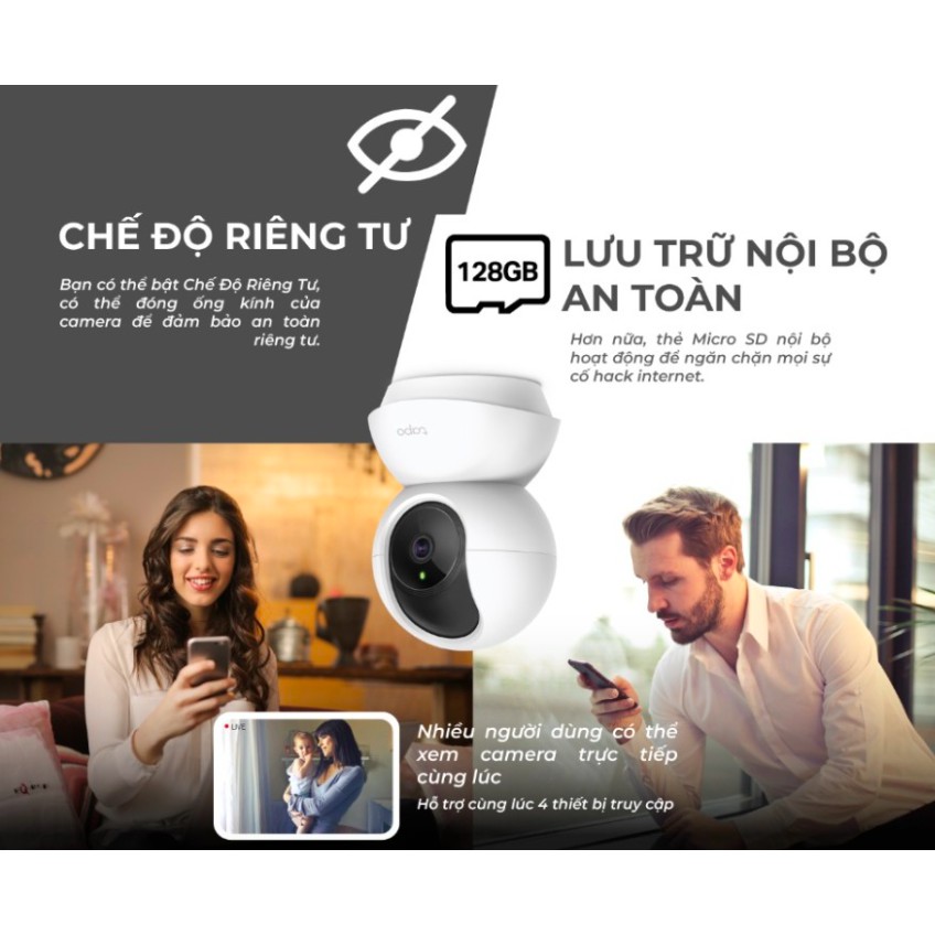 Camera Wi-Fi TP-Link Tapo C200 sắc nét 1080P 2MP ngày đêm âm thanh 2 chiều hỗ trợ thẻ nhớ lên đến 128GB - Chính Hãng