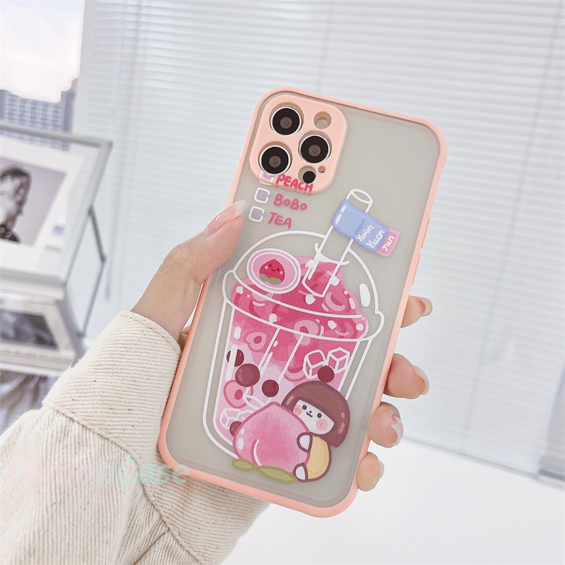 Casing Samsung A21S A51 A50S J2 Prime A20S J7 Prime A10S A11 A50 A20 A30S M11 A30 M10S M40S A205 A305 Men Women Share Trendy Milk Tea Cup Pattern Skin Feel Transparent Anti-fall Hard Shell All-inclusive Mobile Phone Case