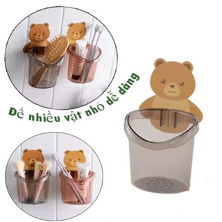 Cốc Gấu Dán Tường Đựng Bàn Chải, Kem Đánh Răng Xinh 🍉Duashop🍉