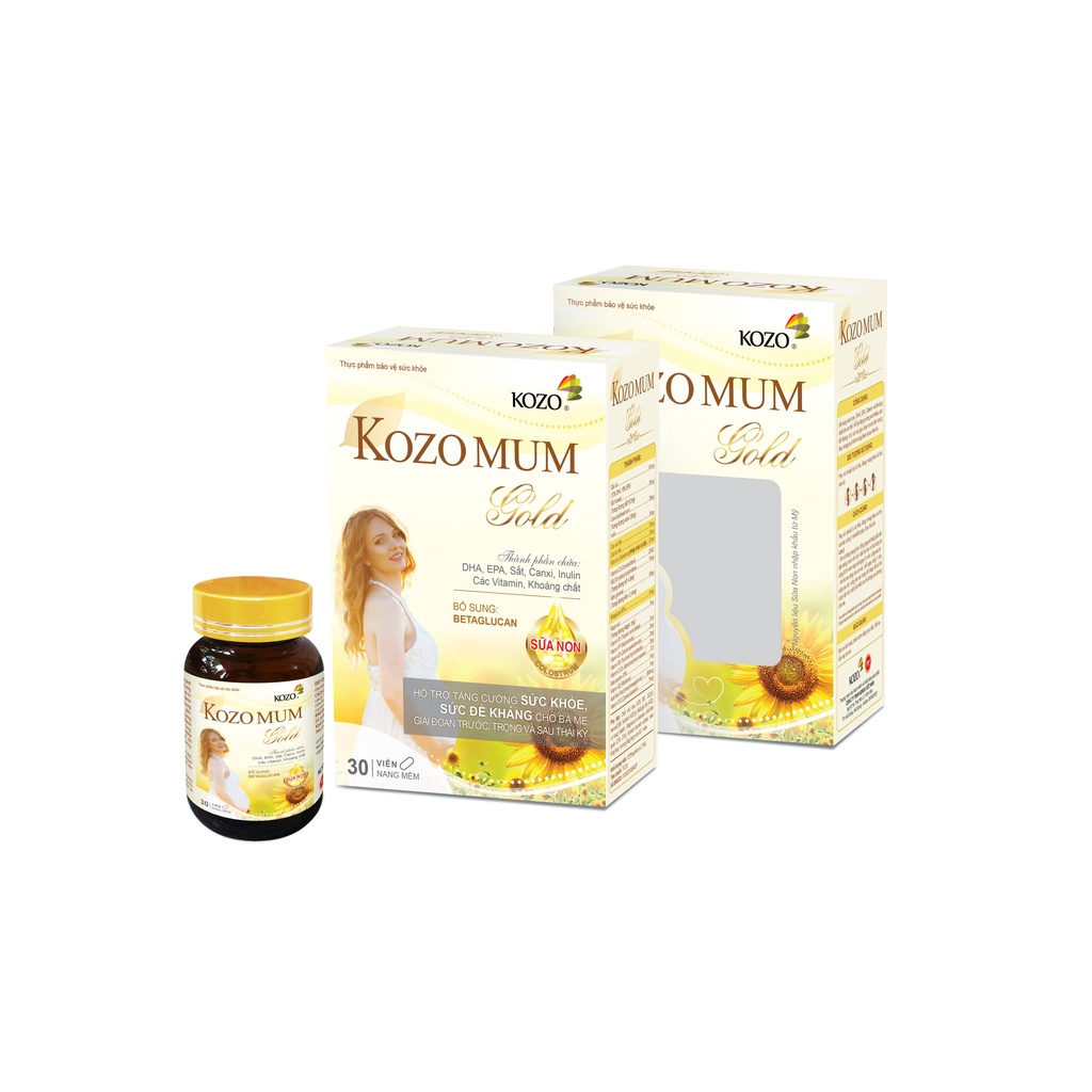 KOZO MUM GOLD Viên Sắt Tổng Hợp Bổ Sung BETAGLUCAN & SỮA NON Cho Bà Bầu