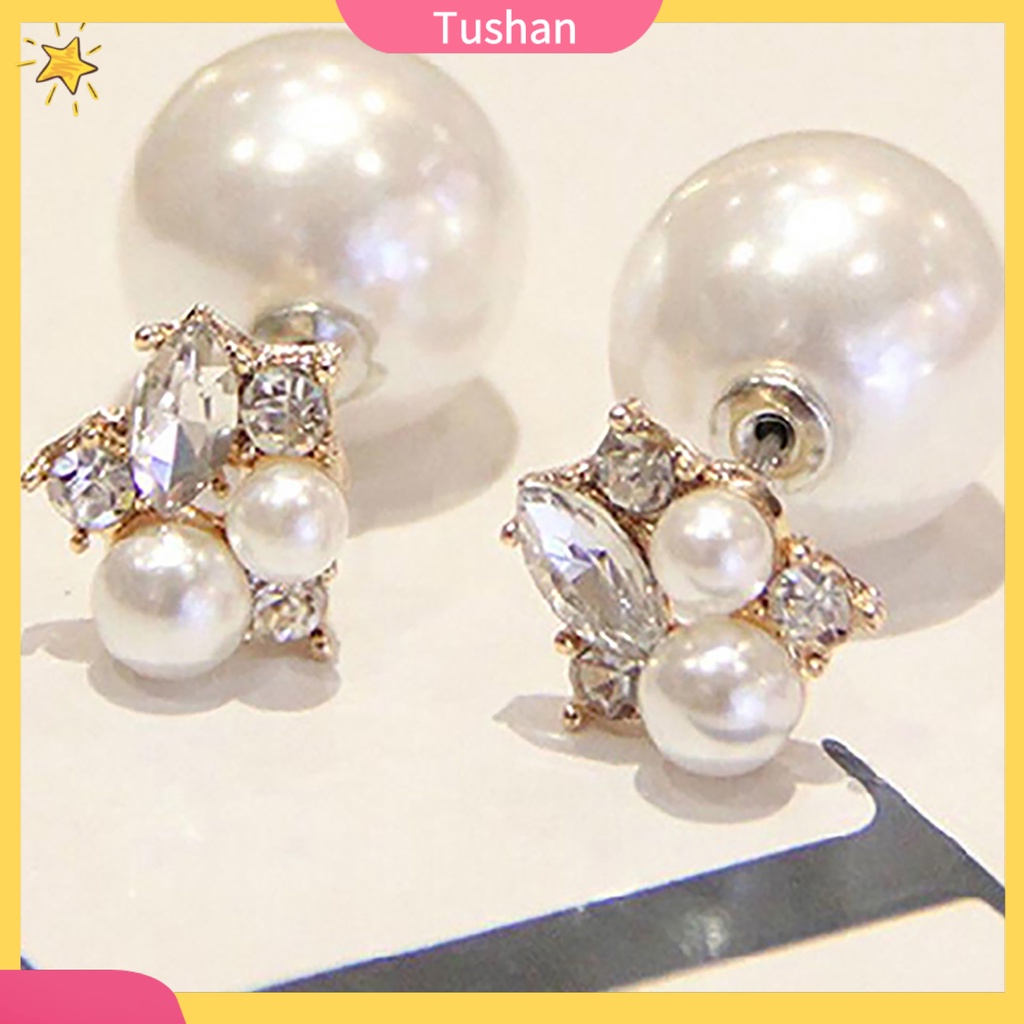 Bông tai đính đá trang trí phía trước và sau dành cho nữ