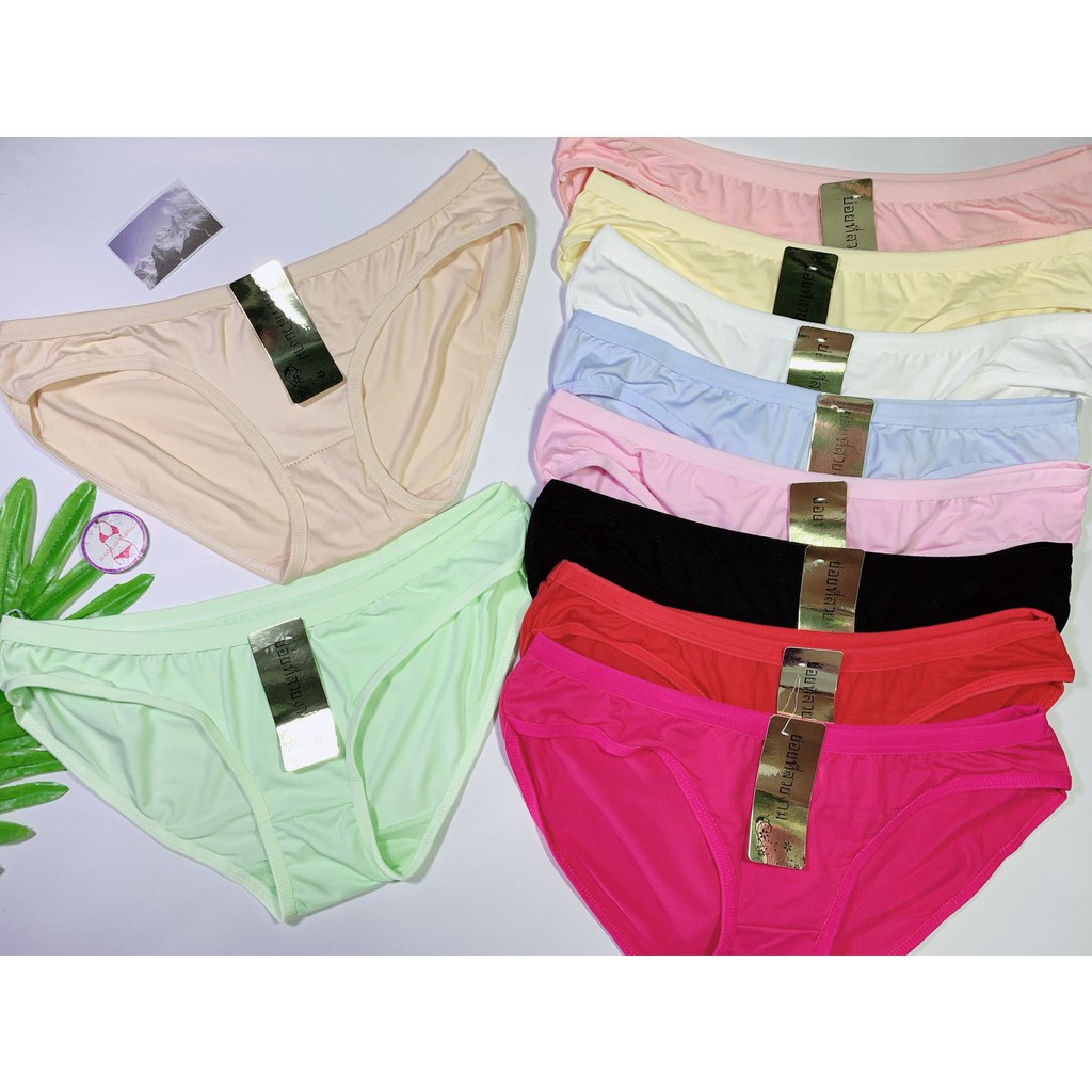 Quần lót cotton trơn lưng vừa 3021 size&lt;70kg Set 10 cái