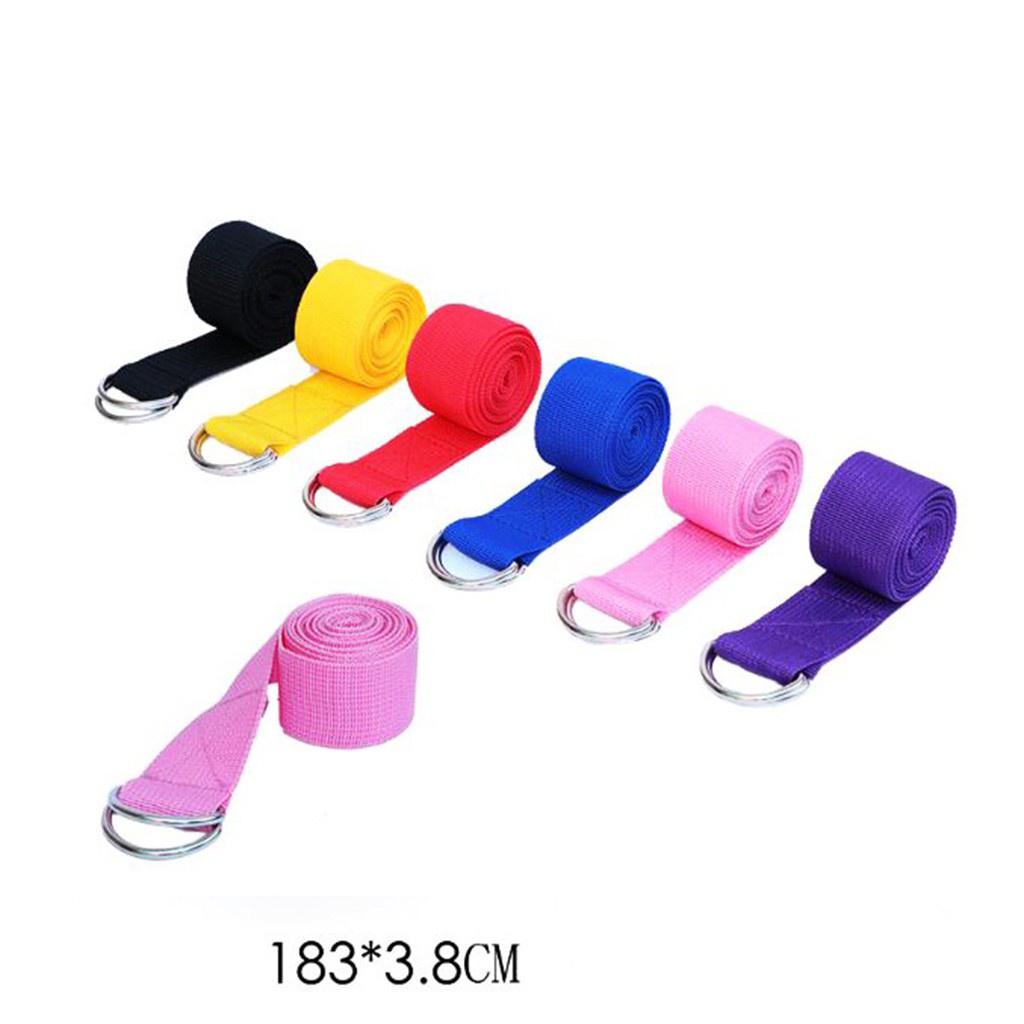 Dây đai tập yoga cotton dài 1,8m nhiều màu sắc có khoá kim loại điều chỉnh hỗ trợ an toàn NAVAS