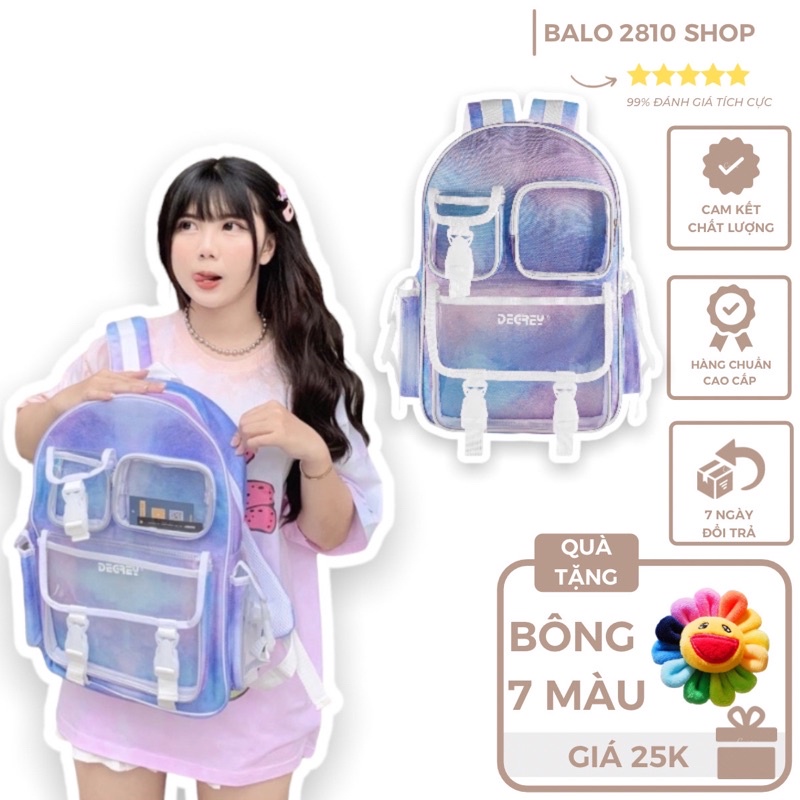 Balo Degrey Violet Backpack 2810 Clothes Shop Balo Đi Học Tím Ulzzang Unisex