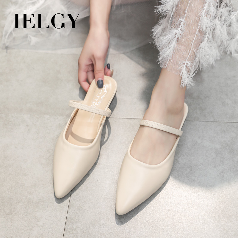 Dép IELGY mũi nhọn đế phẳng dễ phối đồ thời trang Hàn Quốc dành cho nữ