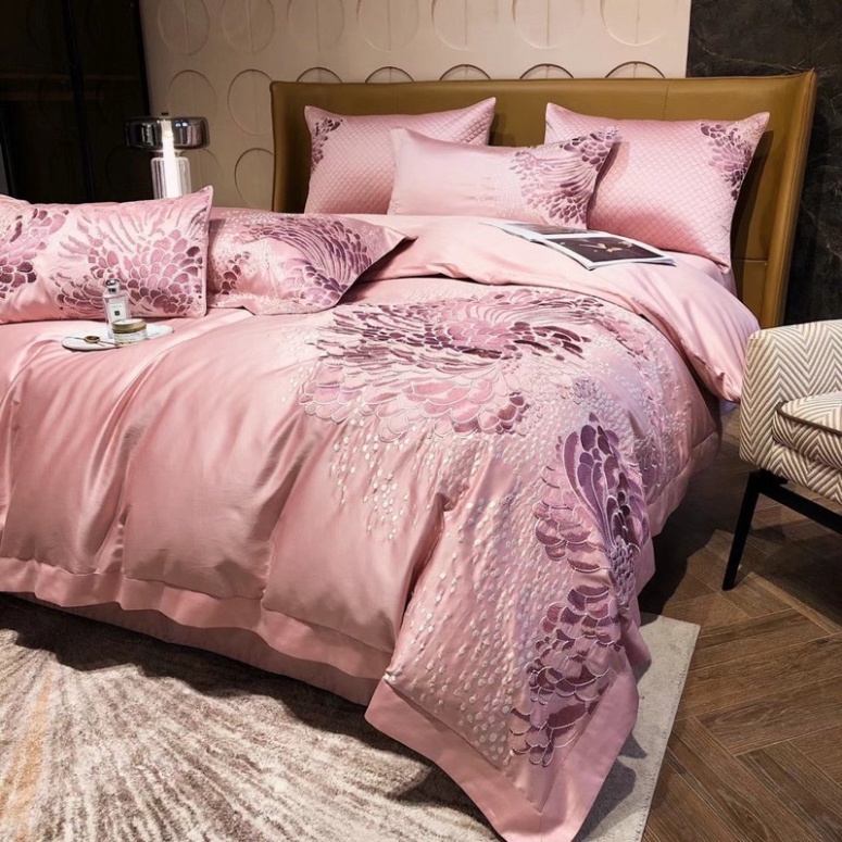 Bộ Chăn Ga Gối Lụa 100S Siêu Cấp Thương Hiệu LUXURY Sang Trọng Hoạ Tiết Thêu 5D nổi bật Giá rẻ