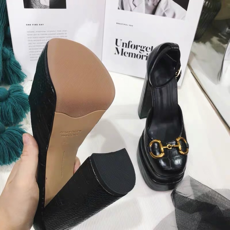 Order ❤️Giày đế đúp gót trụ da vân 15cm * ảnh thật