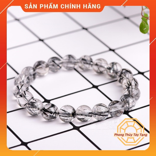 Vòng tay phong thủy Đá T Anh Tóc Đen VIP [TẶNG HỘP GỖ] - Nam Nữ mệnh Thuỷ Mộc - Phong Thủy Tây Tạng