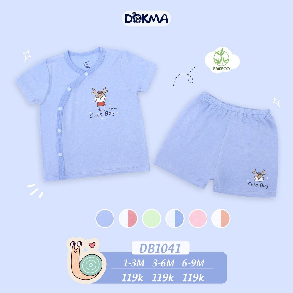 Bộ cộc tay cài lệch dành cho bé sơ sinh hiệu Dokma size 1 - 9M Tiệm Nhà Sóc