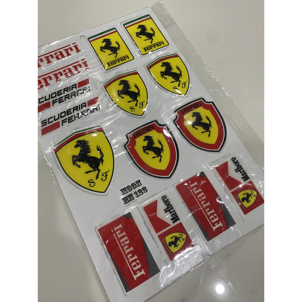 Nguyên tấm tem nổi gồm nhiều logo ferrari mẫu 2 ... sắc nét