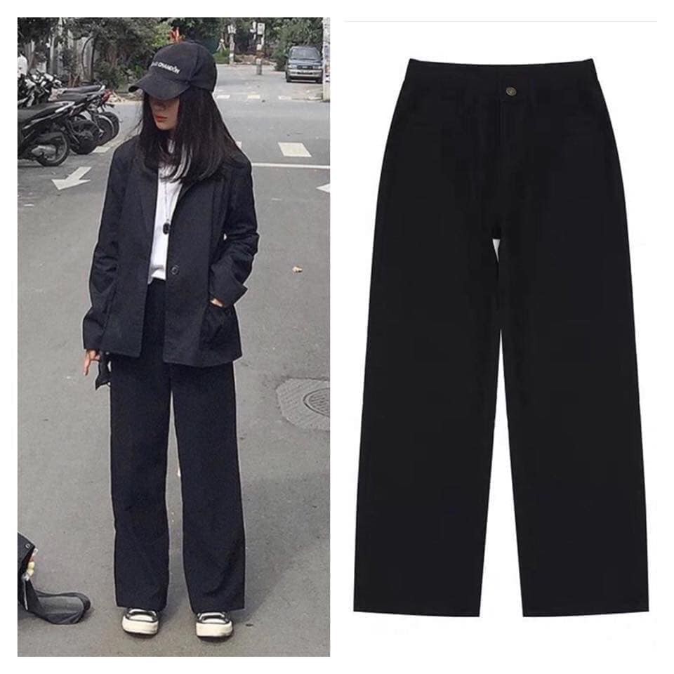 Quần Cul Công Sở Lưng Cao Cạp Khuy Nữ - Rere.Store [FREESHIP] - Culottes ống sớ form rộng basic Ulzzang