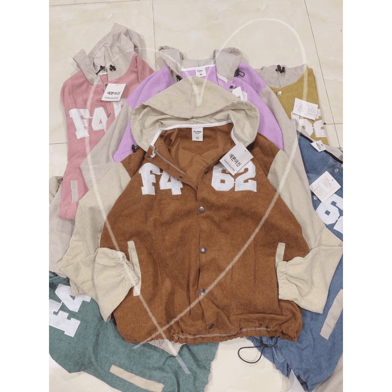 Áo Khoác Nhung Nữ F462 Có Nón Khác Màu Chất Nhung Tăm Mát Sịn Logo Thêu Form Chuẩn Mặc Mát Thoáng [NEW UNISEX]