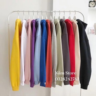 Áo hoodie trơn tay dài nỉ basic unisex