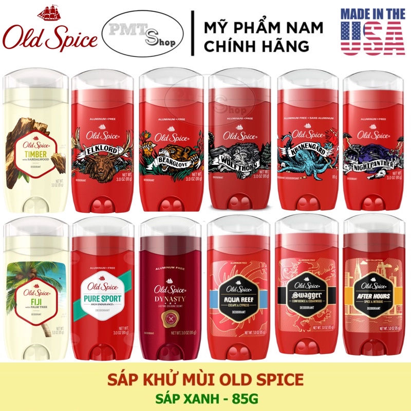 Lăn sáp khử mùi nam Old Spice 85g Pure Sport Swagger Bearglove Wolfthorn Krakengard Elklord Aqua Reef Dynasty