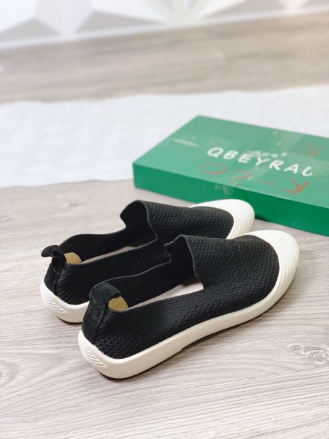 Slip on vải chun đen trắng