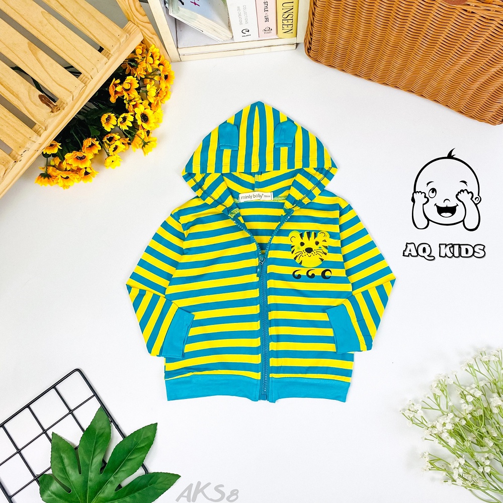 [BÉ 7-27kg] Áo Khoác Thun Lạnh Cho Bé Vải Sọc Visco Size Nhí, Hàng Chính Hãng Minlybaby -  AKS8