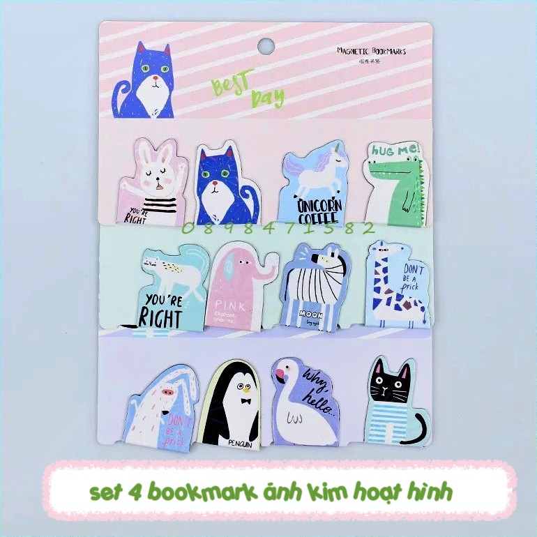 Z0655 Set 4 Bookmark Dễ Thương Nhiều Mẫu Bukao