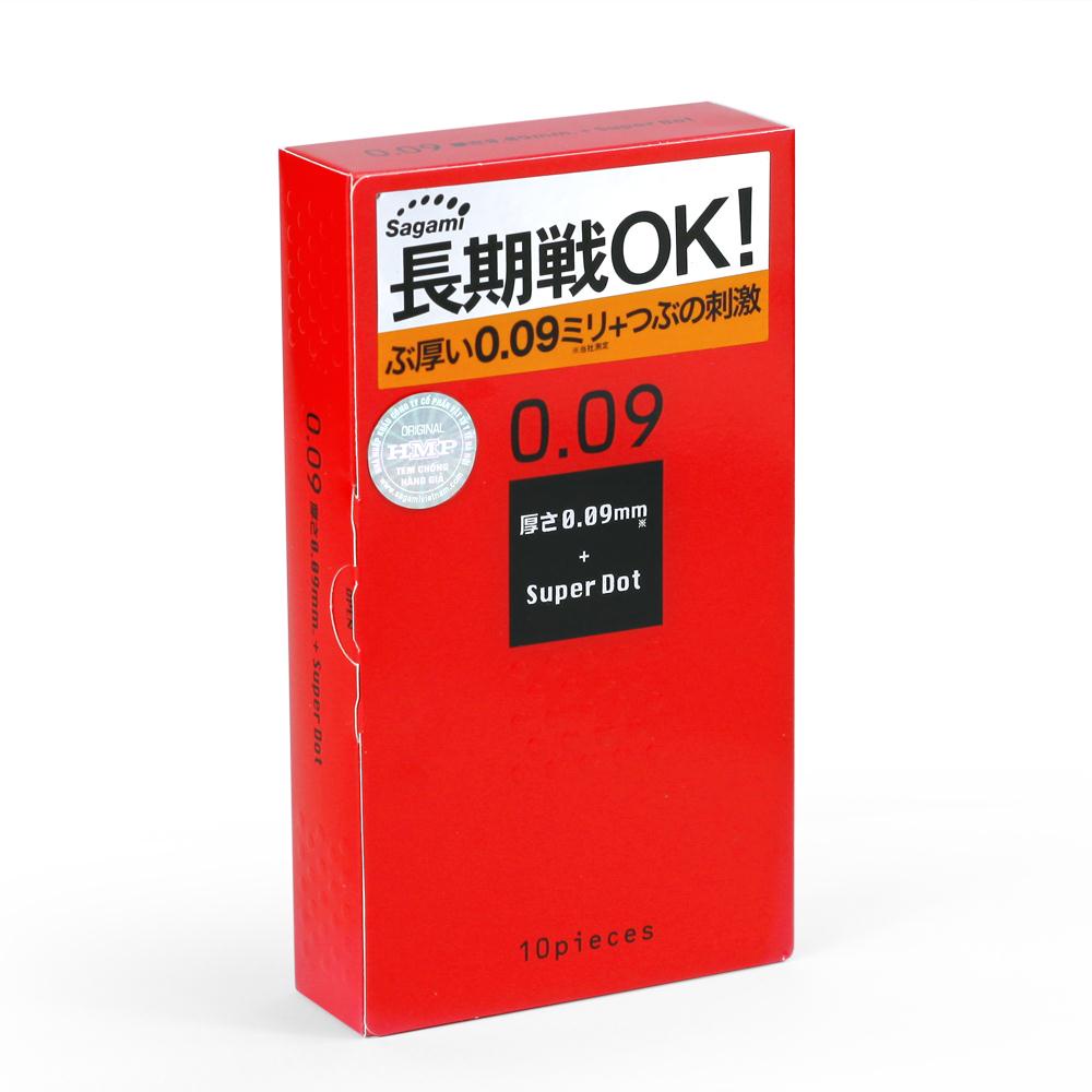 Bao cao su Gai dày Tăng khoái cảm Sagami 0.09 - hộp 10 chiếc - Nhật Bản