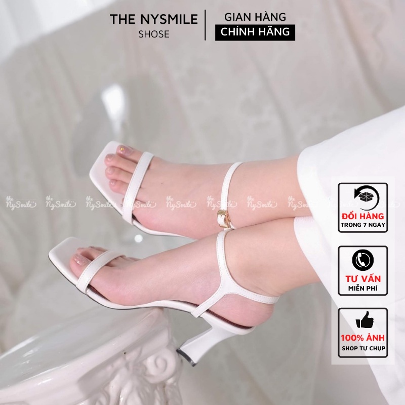 Giày cao gót quai ngang 7cm   FLASH SALE  - THE NYSMILE - Gót vuông công sở gót kiểu - SAKE