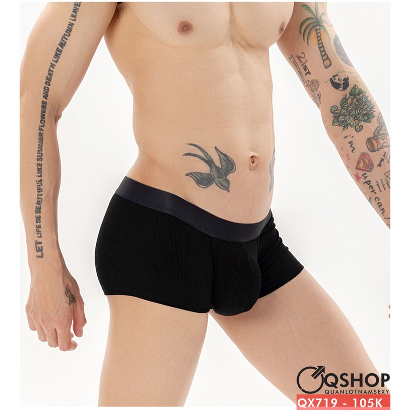 Quần lót boxer nam có túi nâng thun cotton thấm hút khô thoáng QSHOP QX719