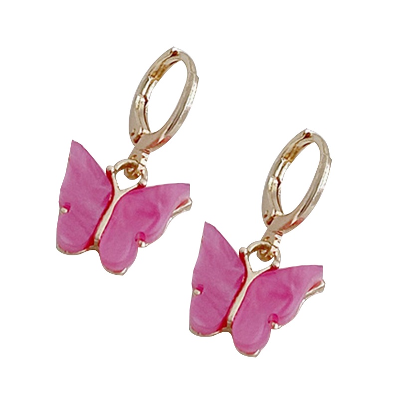 Bông Tai Kim Loại Dáng Dài Hình Bướm Màu Sắc Thời Trang 2022