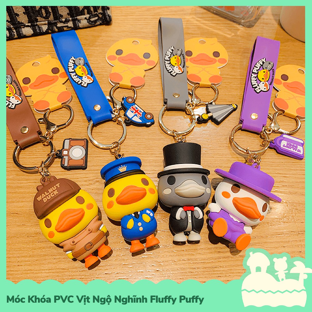 [Sẵn VN] Móc Khóa PVC UK Duck Fluffy Puffy Series - Walnut Duck Ngộ Nghĩnh