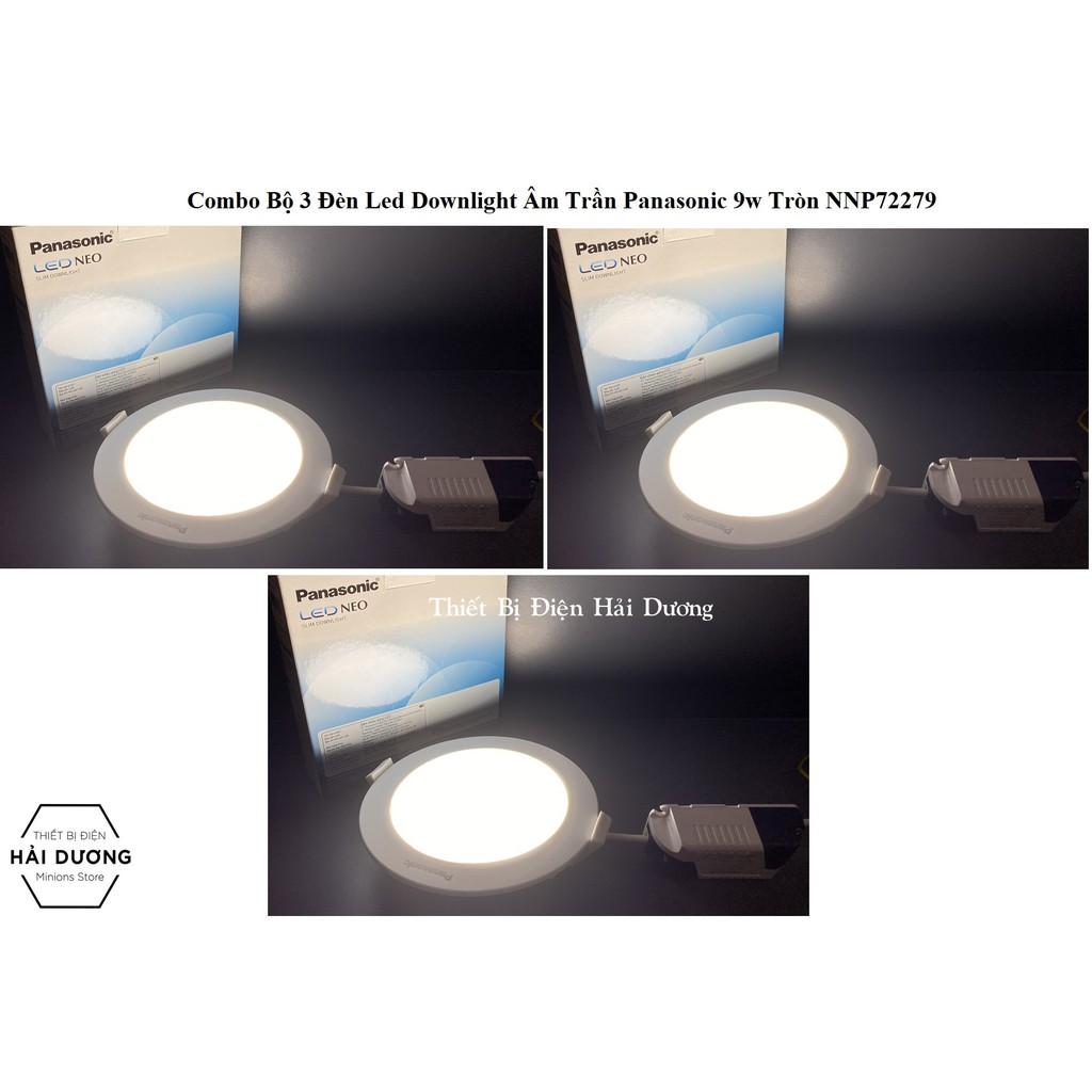 Combo Bộ 3 Đèn Led Downlight Âm Trần Panasonic 9w Tròn NNP72279 - Vuông NNP72255 Neo Slim - Hàng Chính Hãng Panasonic