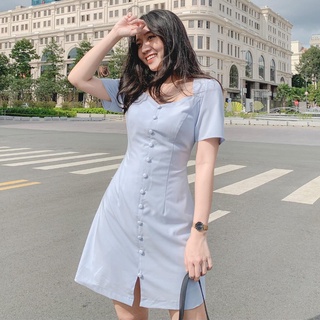 Đầm SOPHIA - Đầm trơn nút bọc
