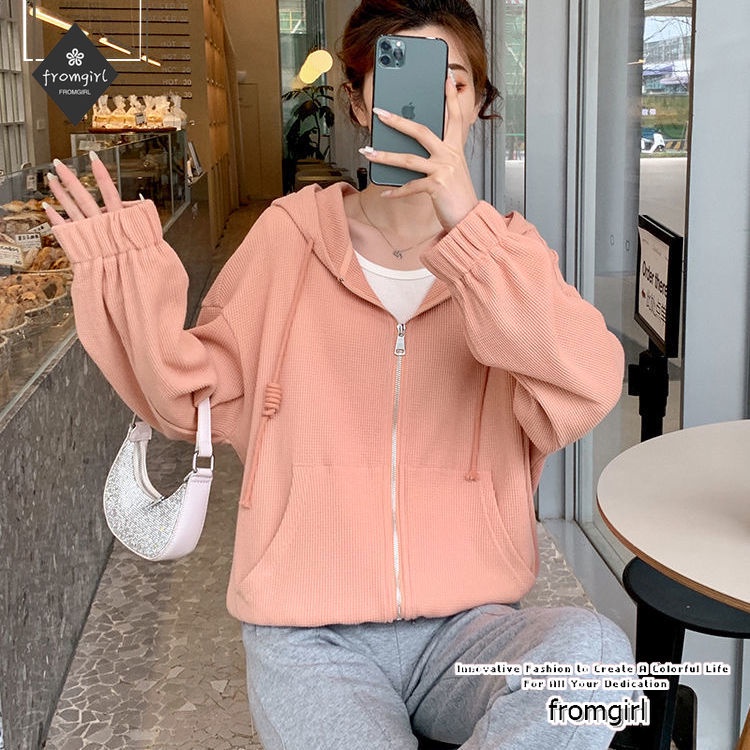 Áo khoác hoodie thể thao dáng rộng ngắn thời trang 2021 cho nữ