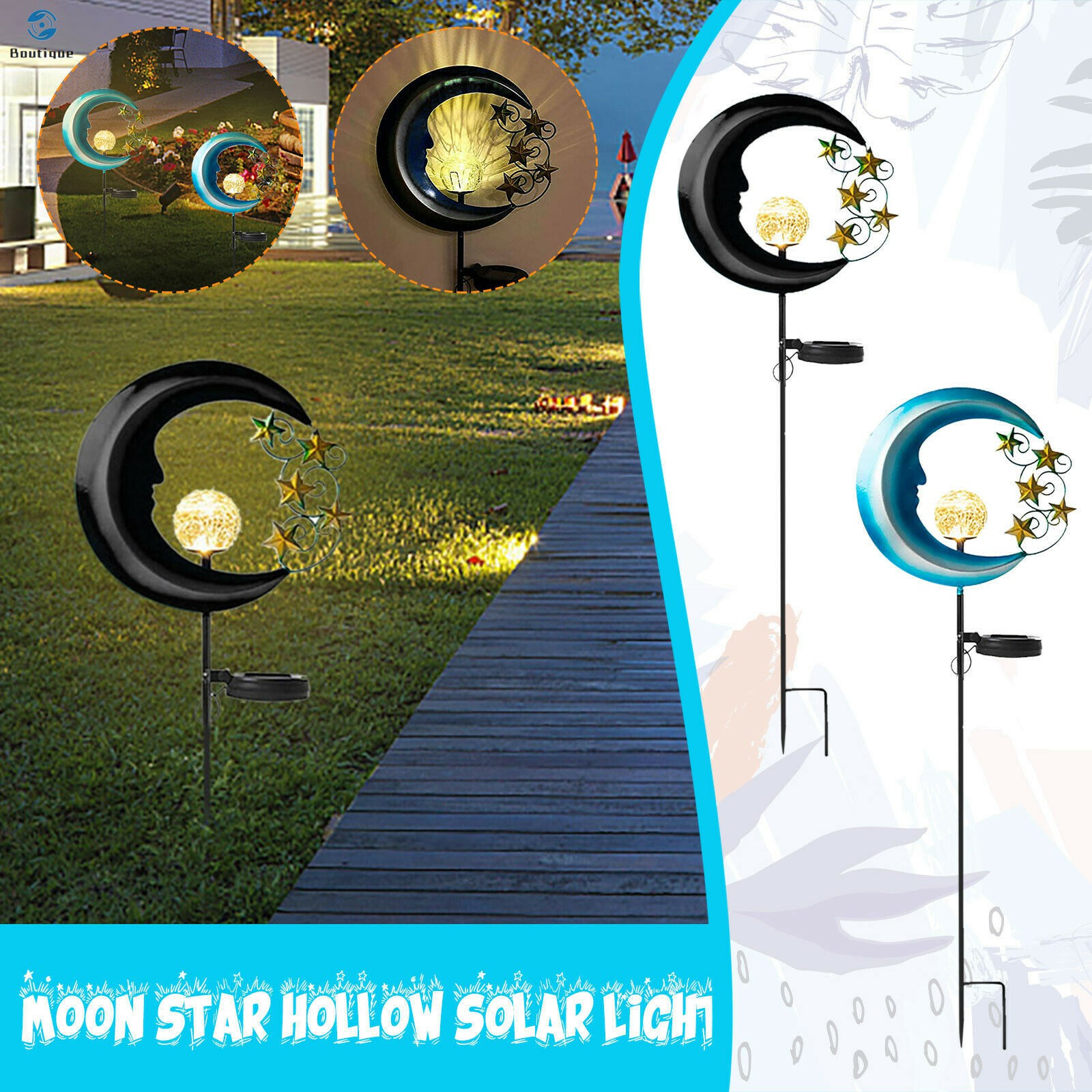 Đèn Led Trang Trí Sân Vườn Hình Mặt Trăng Chống Thấm Nước