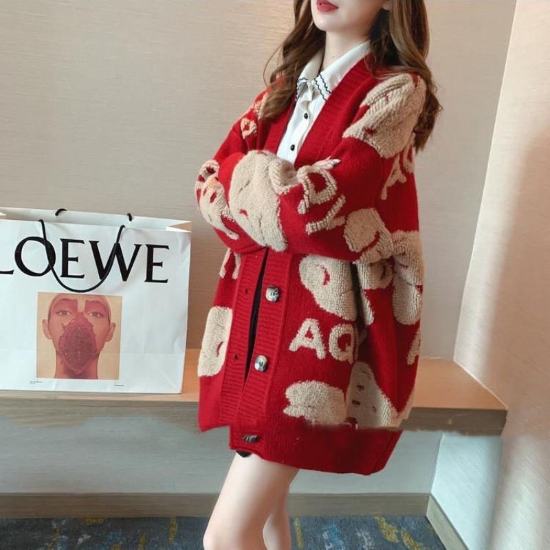 Áo Khoác Len Cardigan Gấu hàng Quảng Châu cao cấp/ Hường khểnh Shop.