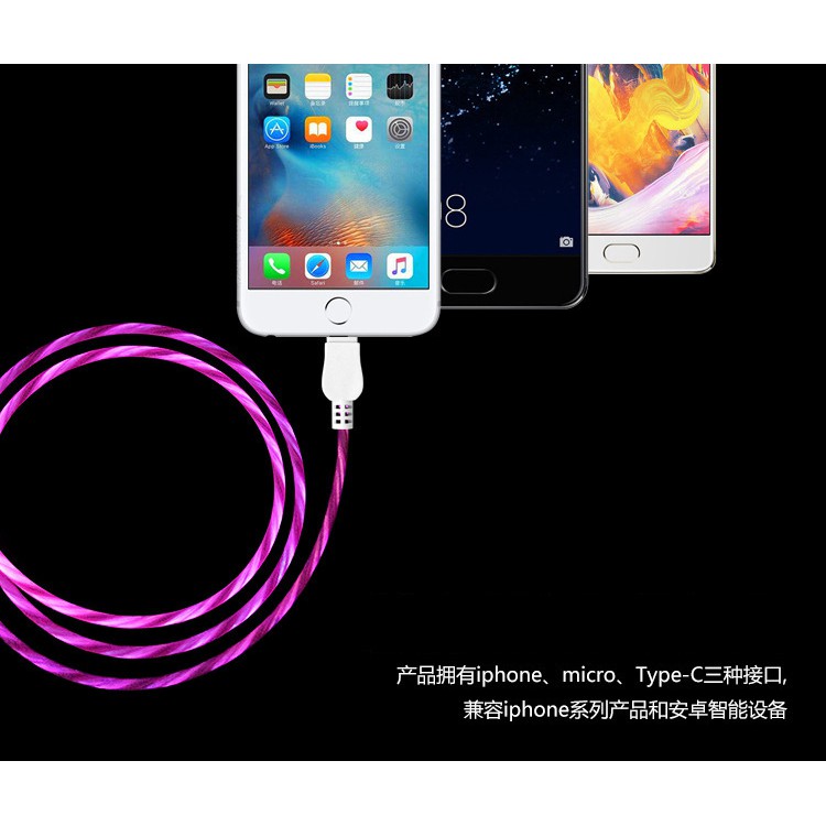 Huawei VIVO OPPO Apple Dây Cáp Sạc Truyền Dữ Liệu Dạ Quang Cho Iphone 11 12