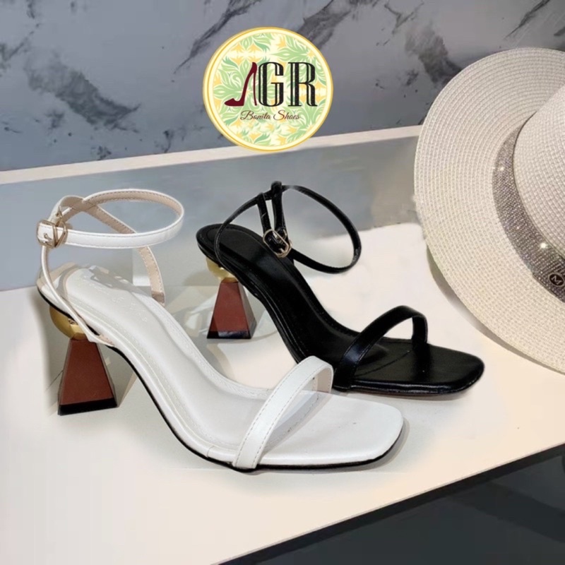 Sandal quai mảnh da mềm gót gỗ vàng 6 cm ( hàng đẹp)