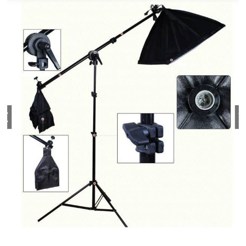 Bộ đèn chụp ảnh sản phẩm studio, quay phim, livestream chuyên nghiệp, Chân đèn cao 2m kèm Softbox 50x70cm