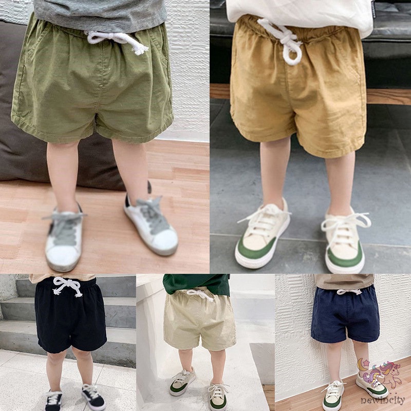 Quần Short Lưng Thun Phối Dây Rút Thời Trang Mùa Hè Hàn Quốc Cho Bé Trai