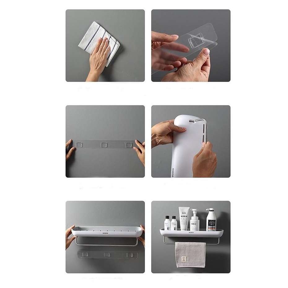 kệ nhà tắm kệ để đồ phòng tắm dán tường cao cấp ECOCO, Kệ nhà bếp thông minh không khoan tường