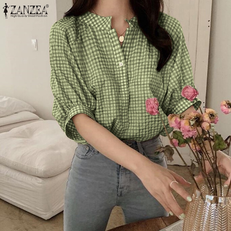 Áo nữ Zanzea tay lửng cổ chữ v thời trang thanh lịch