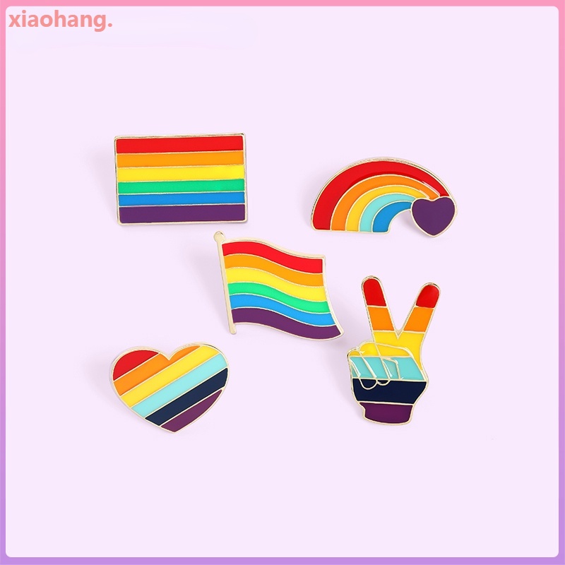 Huy Hiệu Cài Áo Kim Loại Tráng Men Hình Trái Tim/Cầu Vồng/Chữ LGBT Thời Trang Cho Bạn Bè