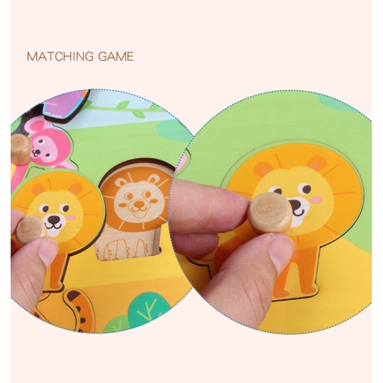 Đồ chơi giáo dục Montessori cho trẻ sáng tạo và phát triển trí tuệ Bảng ghép hình gỗ cao cấp có núm cầm thông minh