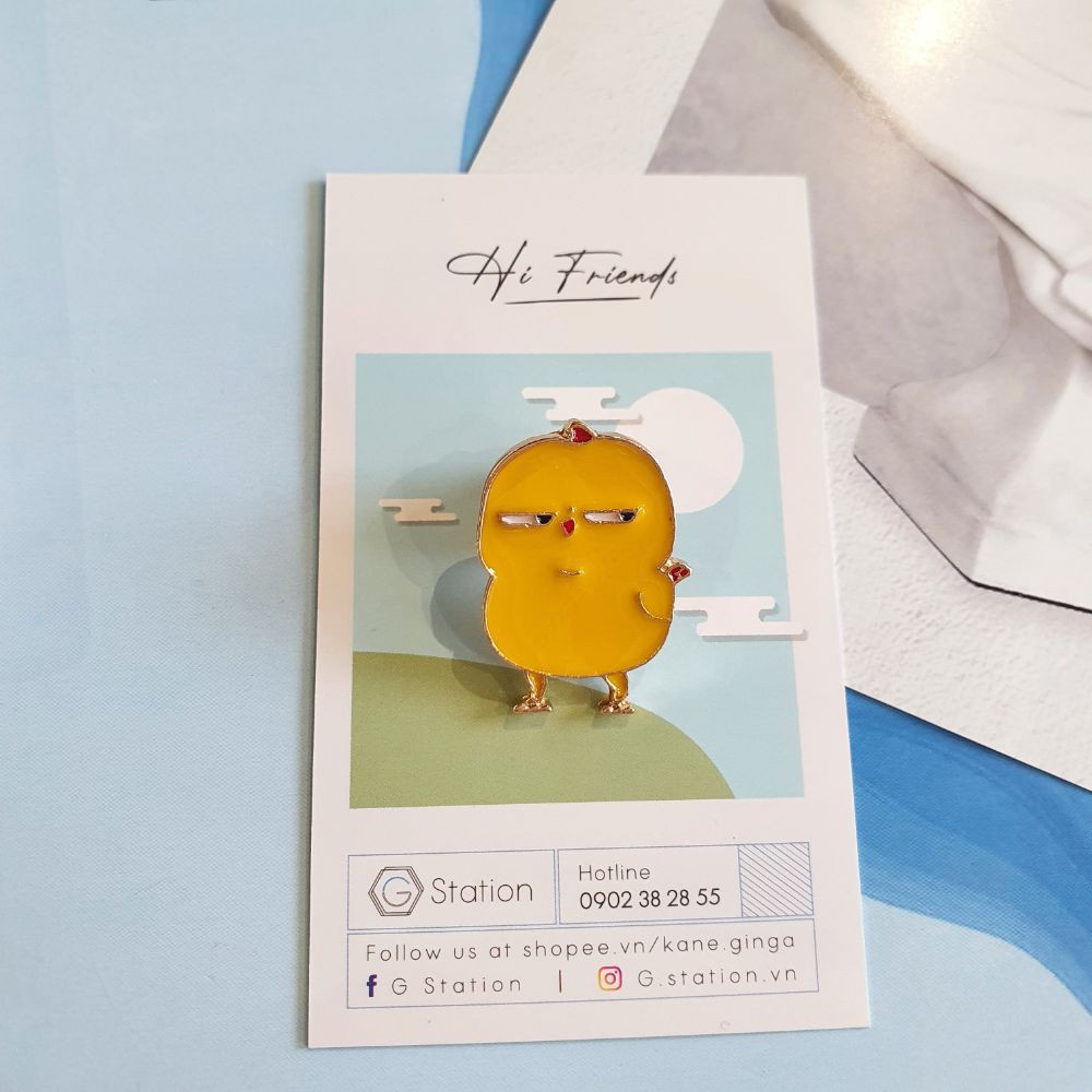 Pin cài áo gà cau có stickers zalo chat siêu cute - GC114