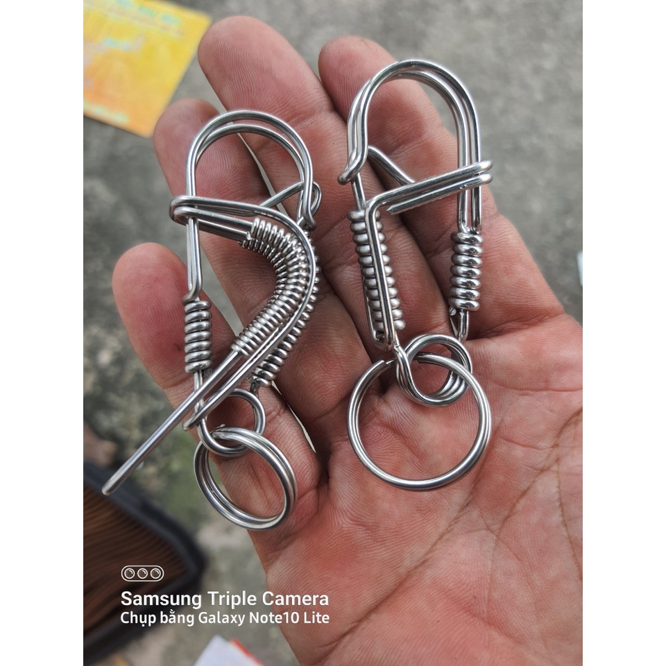 Móc khóa inox 304 uốn thủ công-Nam Châm hít bi kèm móc khóa Thủ công bằng inox 304